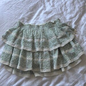 aerie Green Floral Ruffled Tiered Mini Skirt